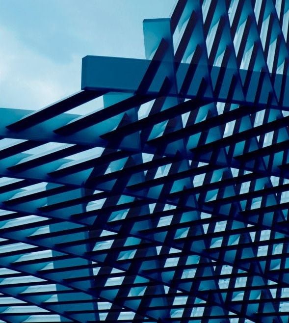 Blue metal building and blue sky